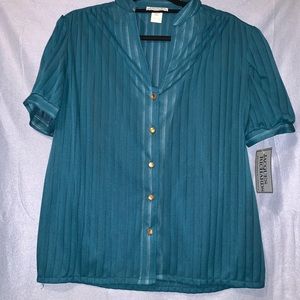 Vintage Sheer Striped Button-down